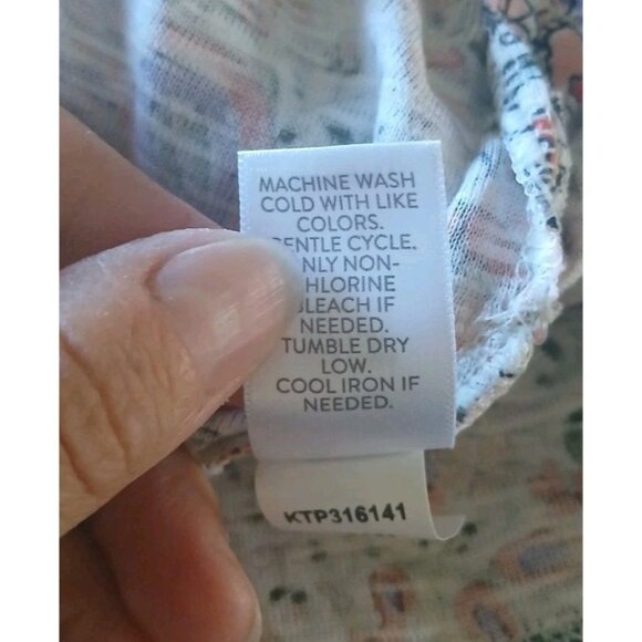 J. Jill Pima Slub Elbow Sleeve Top Plus Size 2X Pink Floral V Neck Popover - Picture 10 of 10